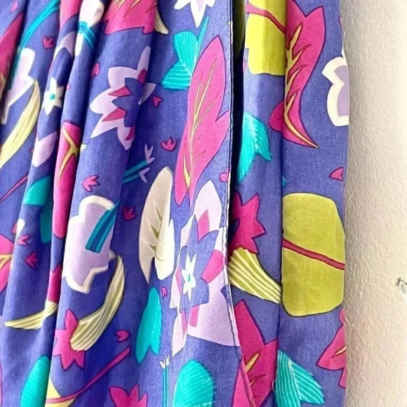 Vintage 80’/90’s 100% Silk Bright Floral Retro Midi Skirt A-line Women’s Size 10 - Picture 11 of 16